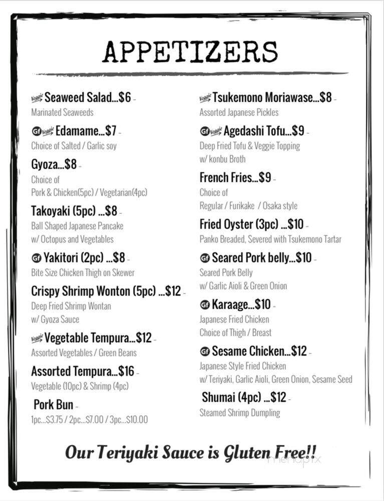 Asahi Ramen & Izakaya - Healdsburg, CA menu_pic