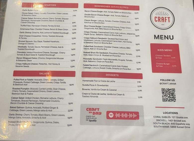 Craft - Coral Gables, FL menu_pic