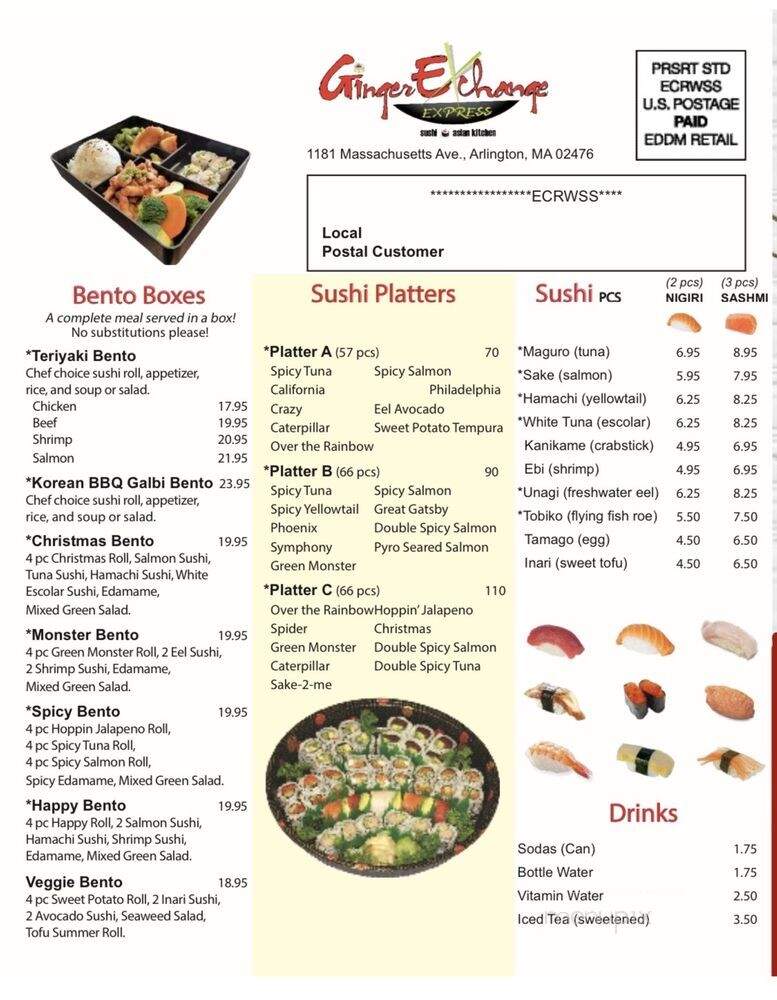 Ginger Exchange Express - Arlington, MA menu_pic