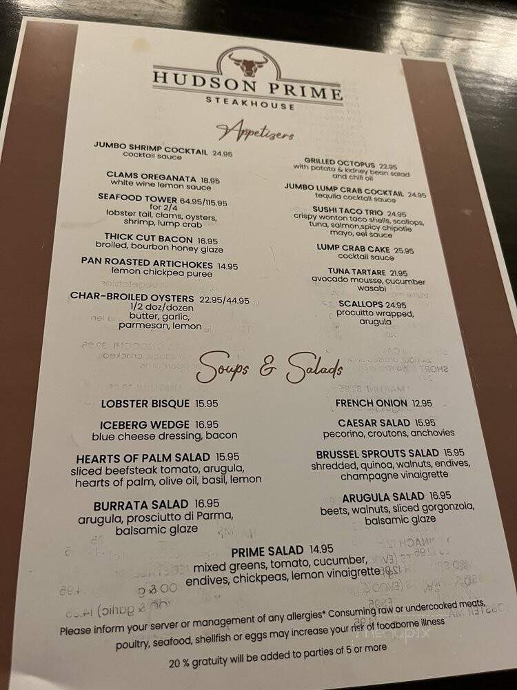 Hudson Prime Steakhouse - Irvington, NY menu_pic
