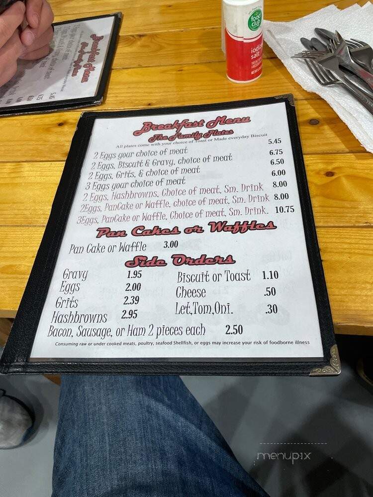 Ruby & Family Diner - Oliver Springs, TN menu_pic