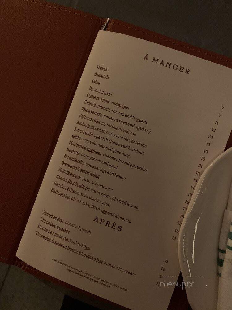Bar Blondeau - Brooklyn, NY menu_pic