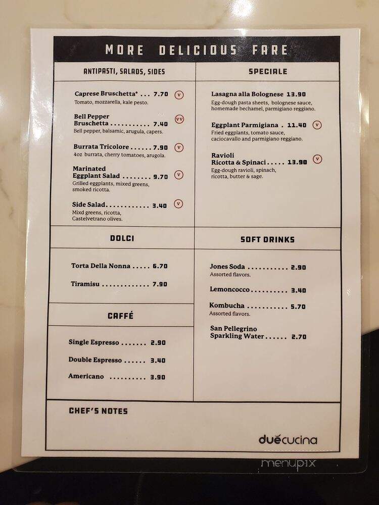Due' Cucina Italiana - Seattle, WA menu_pic