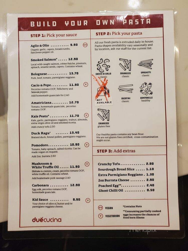 Due' Cucina Italiana - Seattle, WA menu_pic