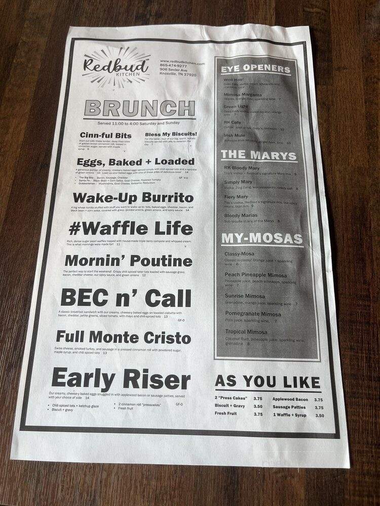 Redbud Kitchen - Knoxville, TN menu_pic