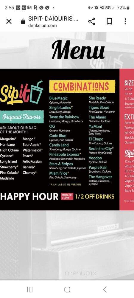 SipIT Daiquiris Togo - San Antonio, TX menu_pic