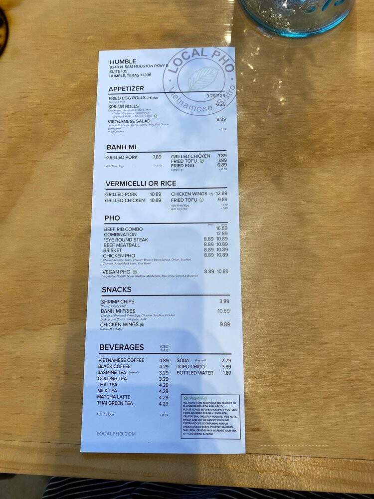 Local Pho - Humble, TX menu_pic