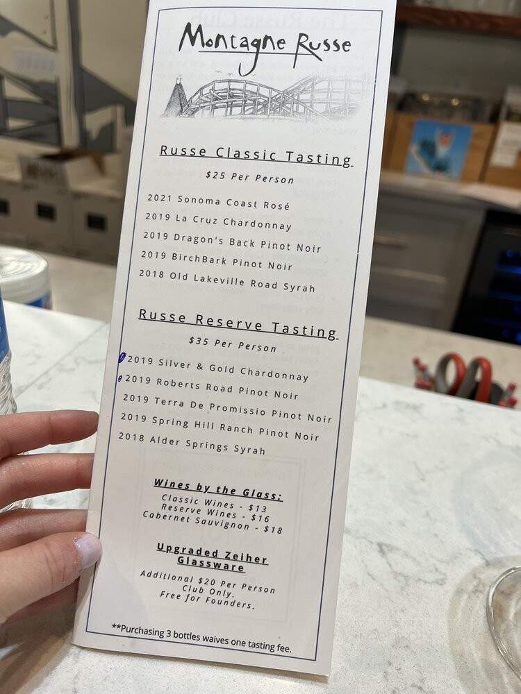 Montagne Russe - Healdsburg, CA menu_pic