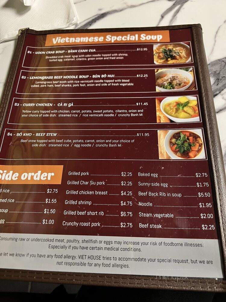 Viet House Restaurant - Huntsville, AL menu_pic