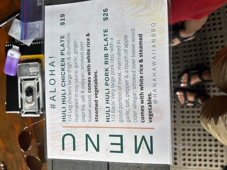 Hana Huli Huli BBQ - Hana, HI menu_pic