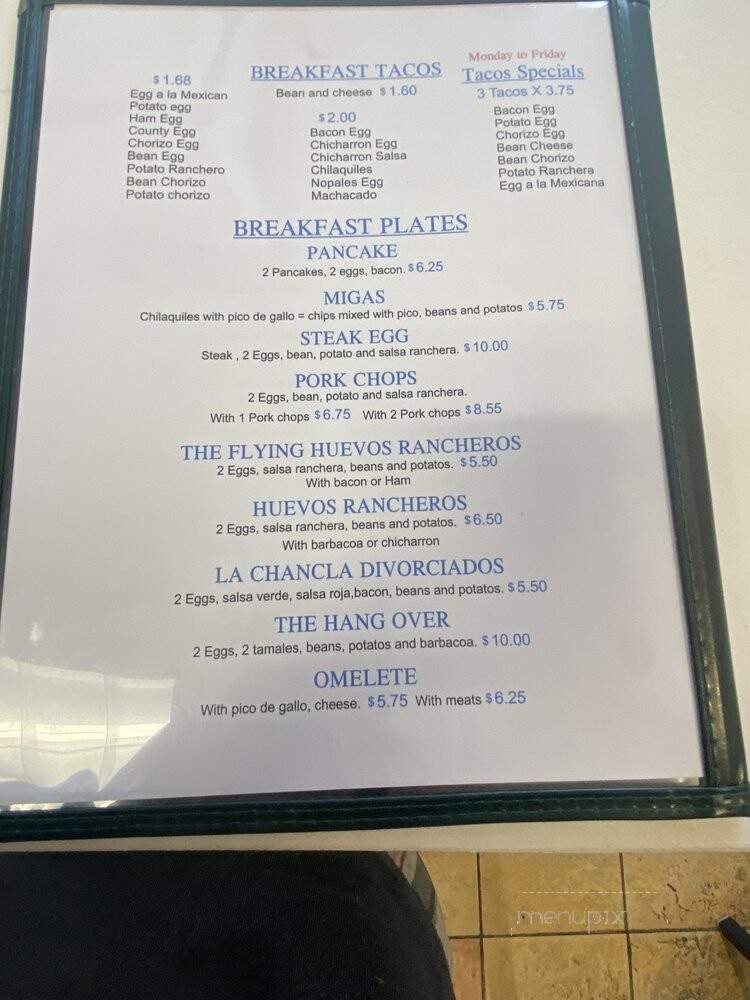 The Flying Chancla Mexican Restaurant - San Antonio, TX menu_pic