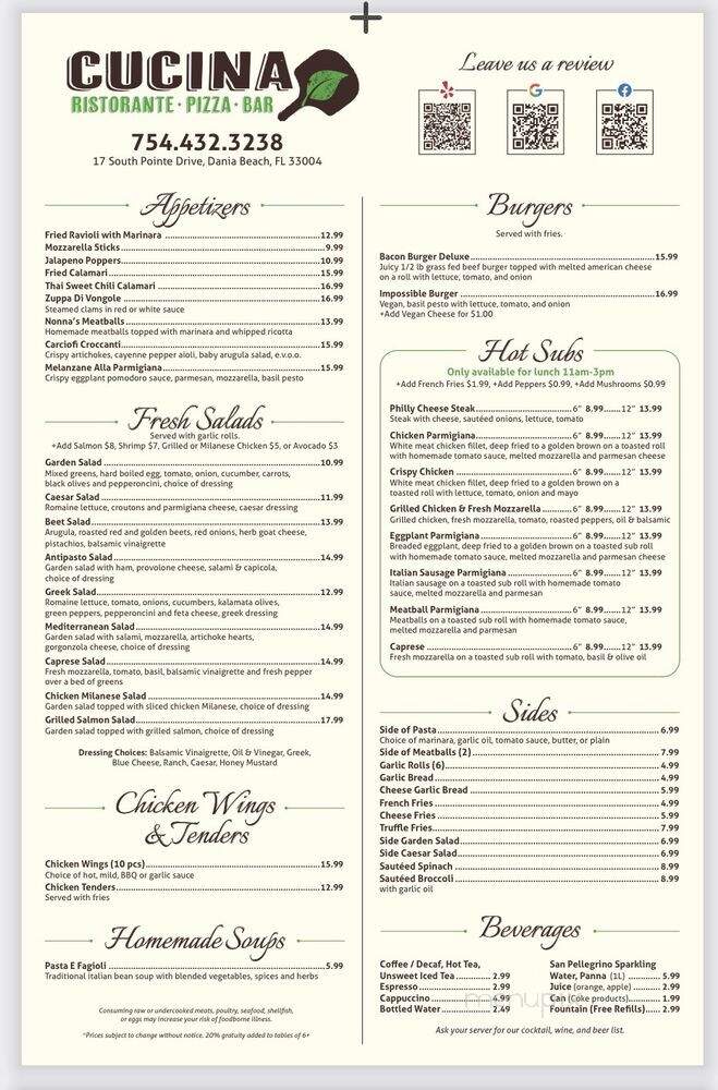 Cucina Italiana Dania Beach - Dania Beach, FL menu_pic