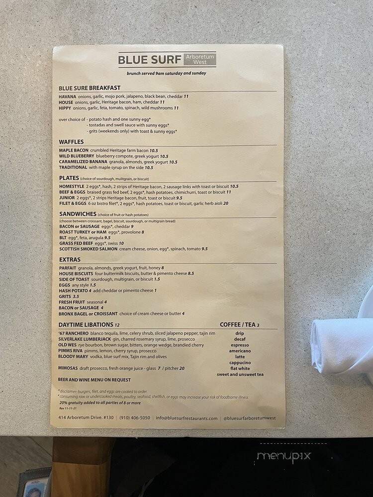 Blue Surf - Wilmington, NC menu_pic