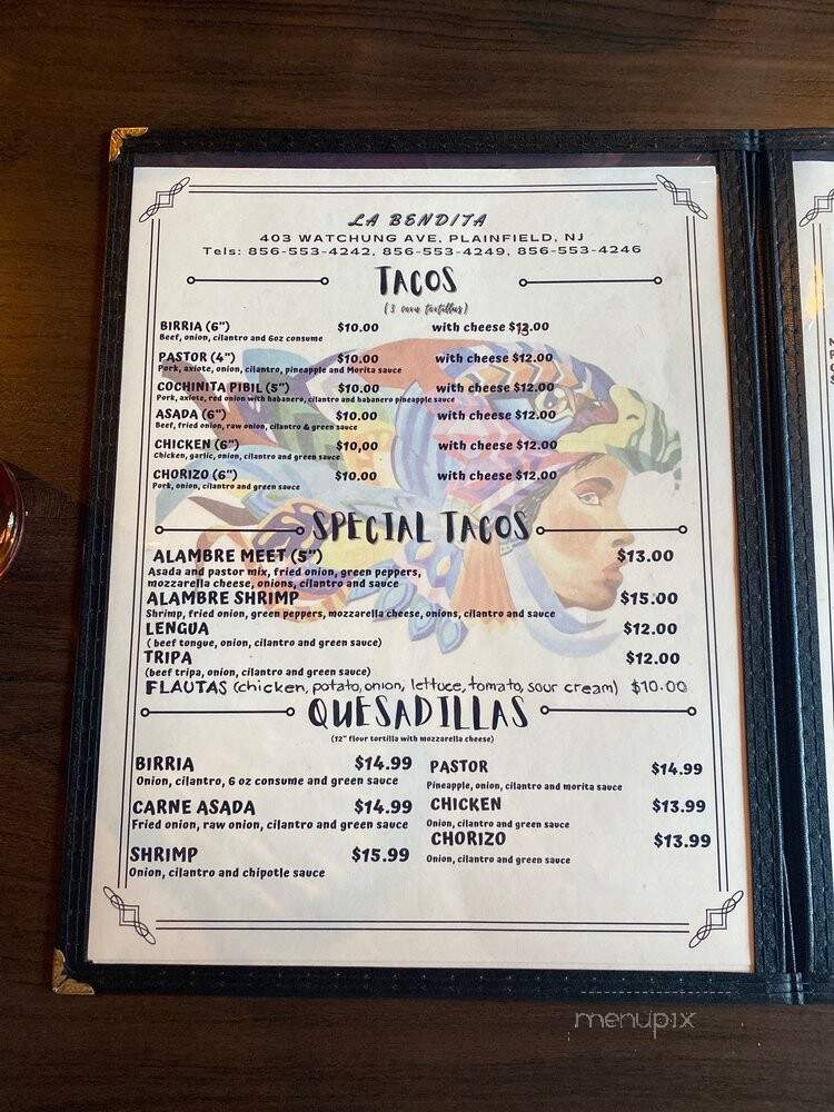 La Bendita - Plainfield, NJ menu_pic