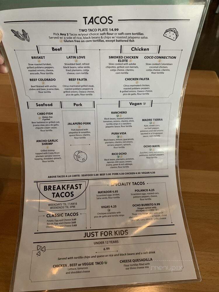 Taco Ocho - McKinney, TX menu_pic