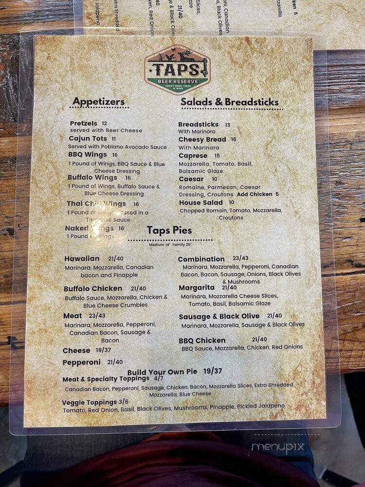 Taps Beer Reserve - Ridgefield, WA menu_pic