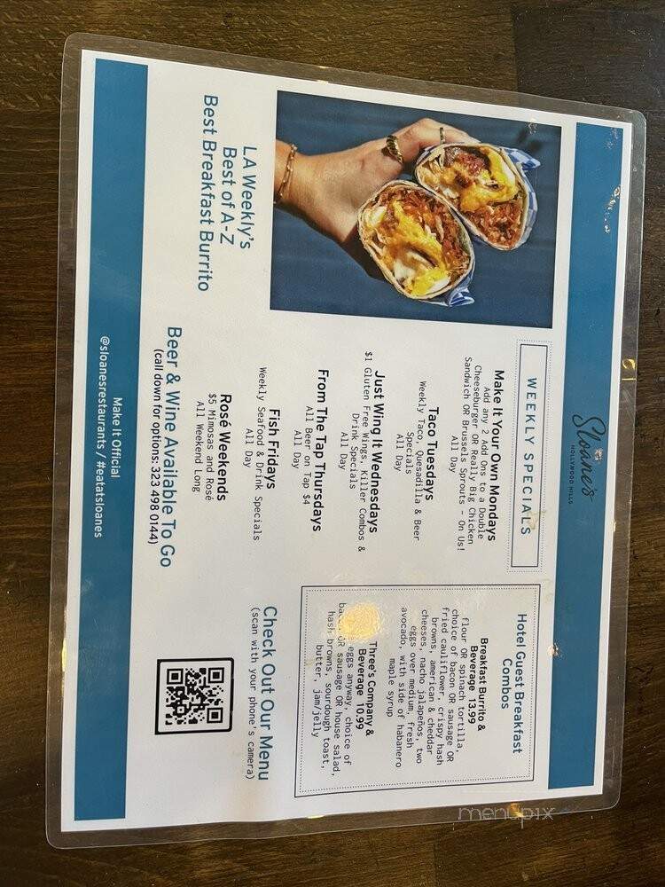 Sloane's - Los Angeles, CA menu_pic