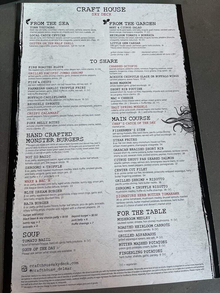 Crafthouse at Sky Deck - San Diego, CA menu_pic