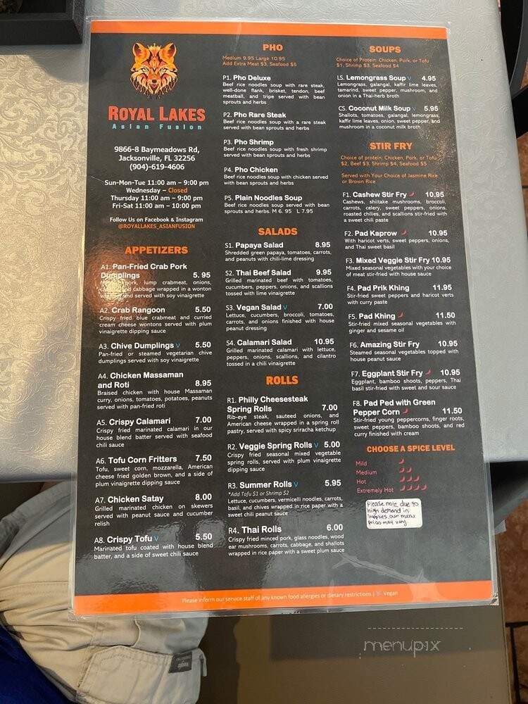 Royal Lakes Asian Fusion - Jacksonville, FL menu_pic