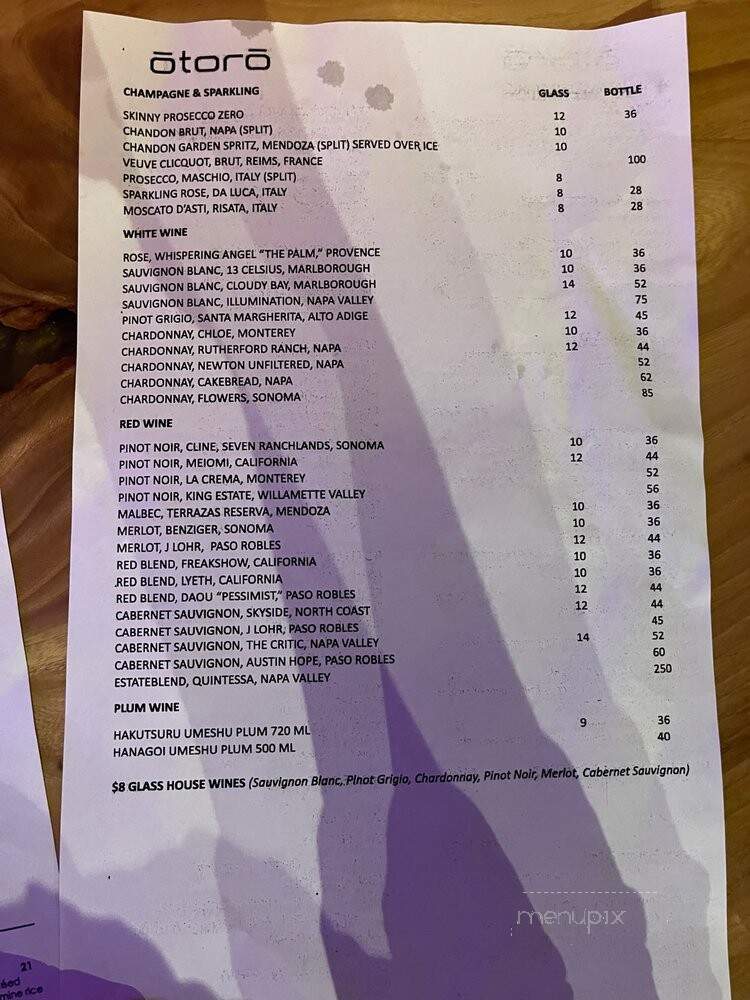 Otoro - Plantation, FL menu_pic
