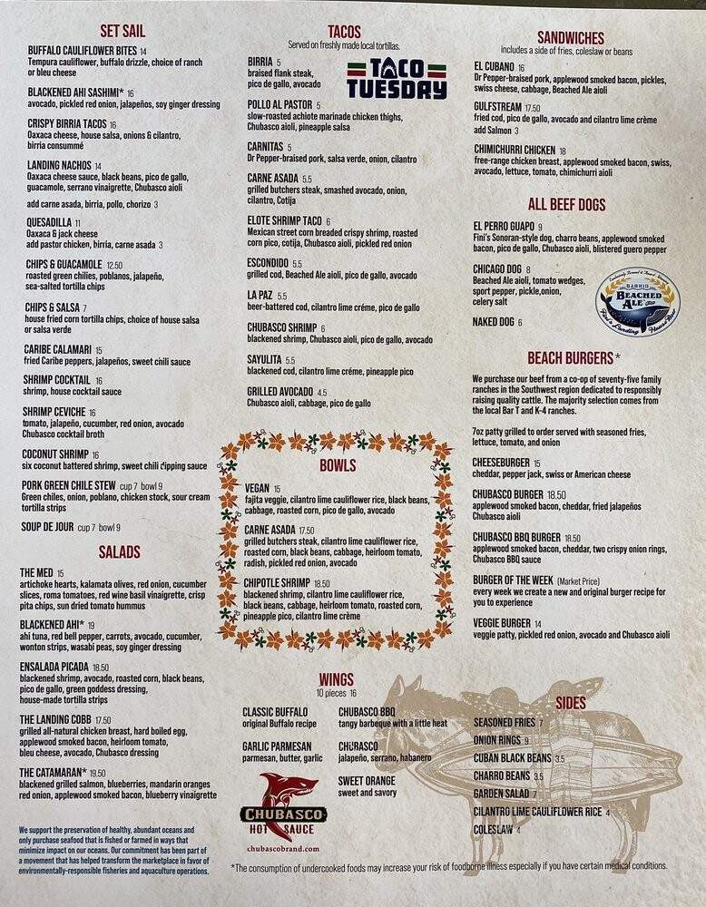 The Landing - Oro Valley, AZ menu_pic