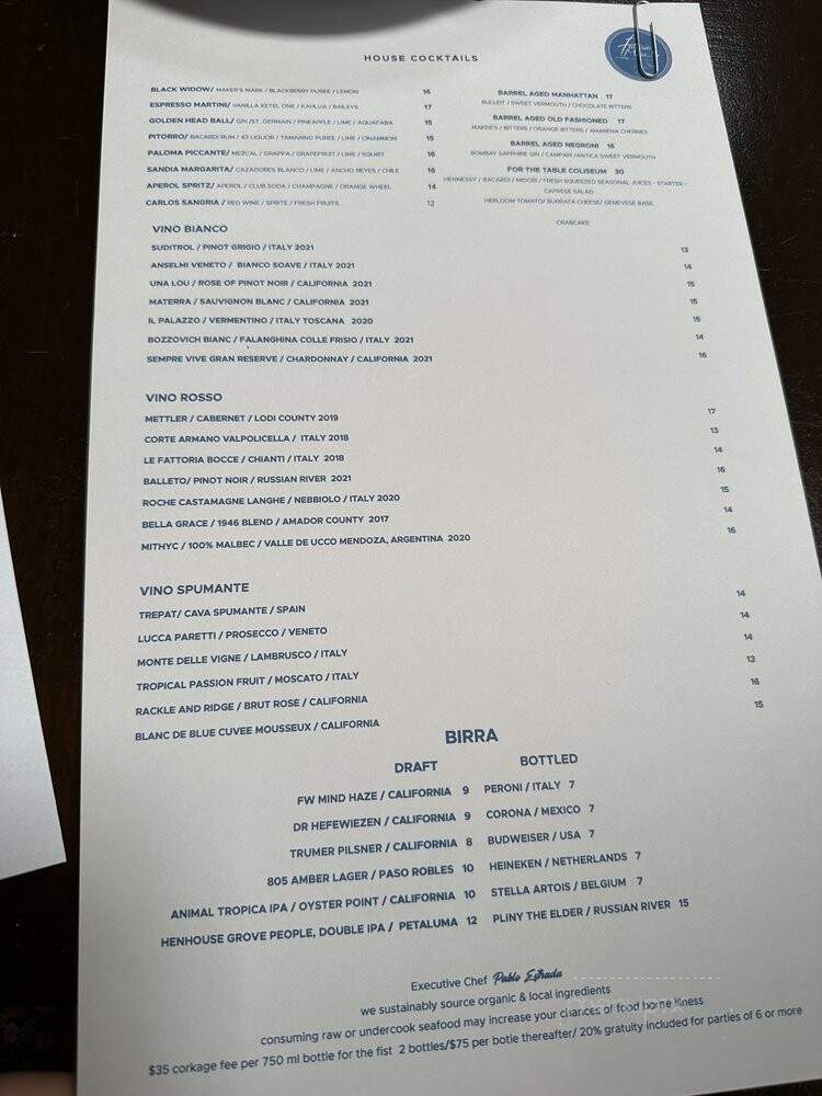 Fattoria E Mare - Half Moon Bay, CA menu_pic