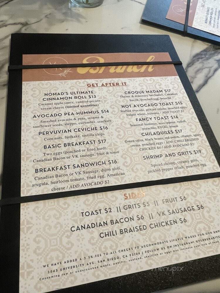 Verbena Kitchen - San Diego, CA menu_pic