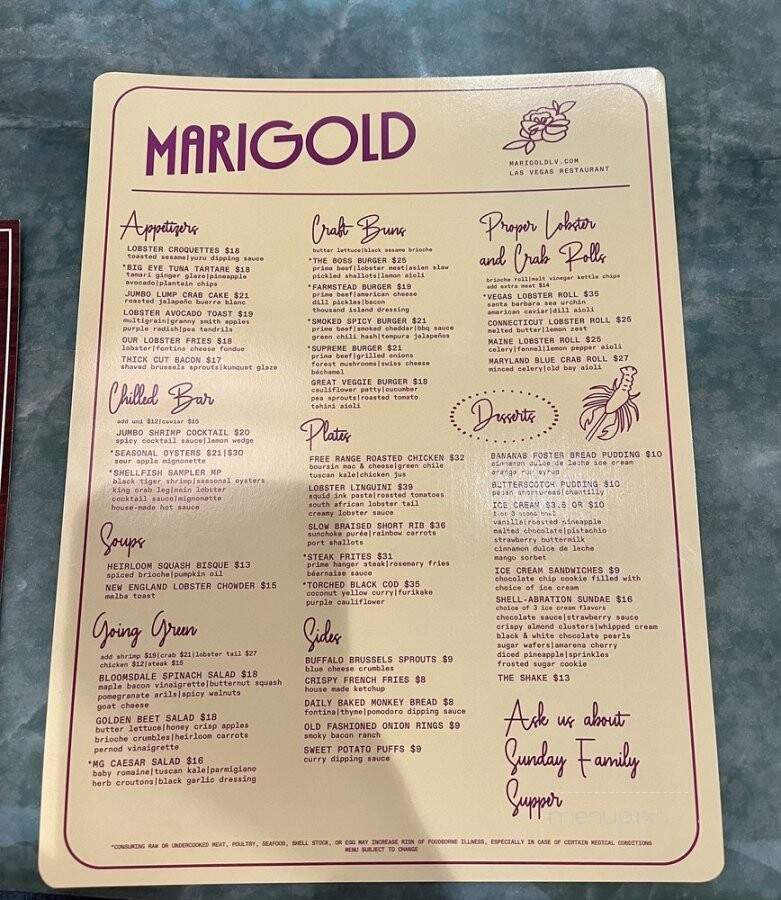 Marigold - Las Vegas, NV menu_pic