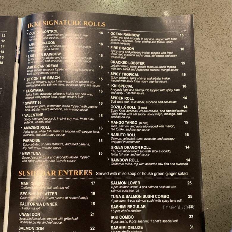 Ikki Sushi - Philadelphia, PA menu_pic