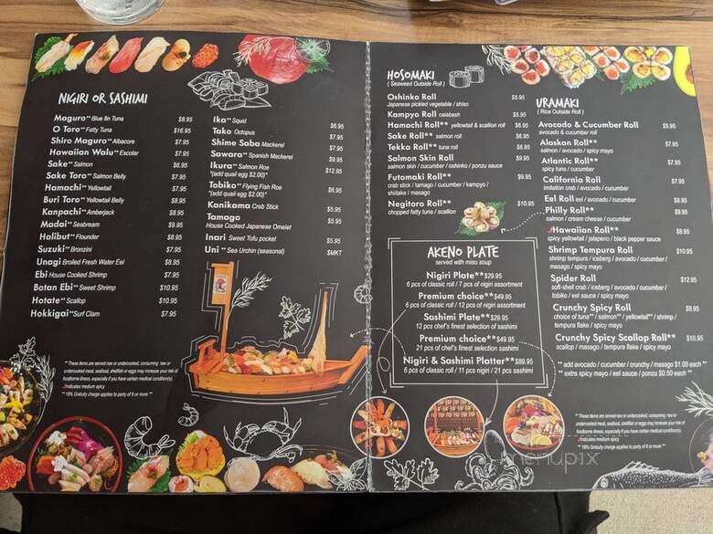 Akeno Sushi Bar and Thai - Alexandria, VA menu_pic