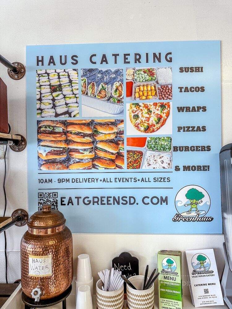 Greenhaus Vegetarian Eatery - San Diego, CA menu_pic