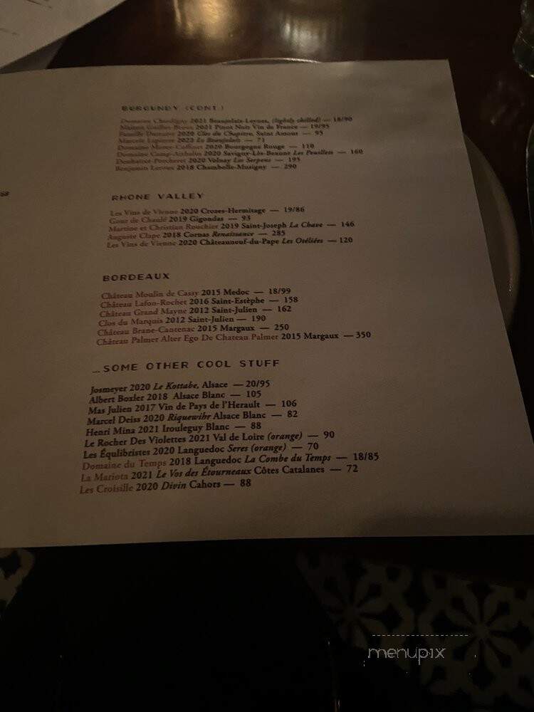 Bicyclette - Los Angeles, CA menu_pic