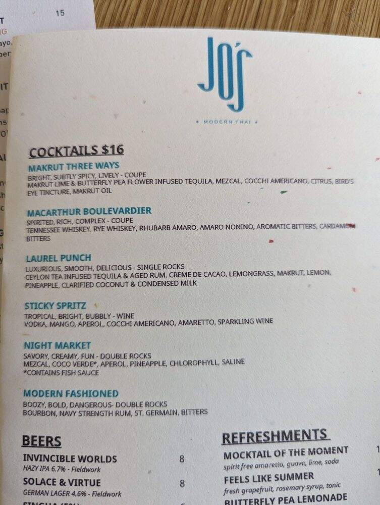 Jo's Modern Thai - Oakland, CA menu_pic