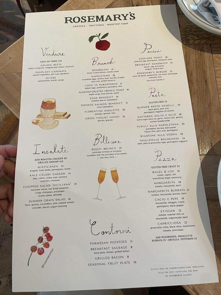 Rosemary's - New York, NY menu_pic