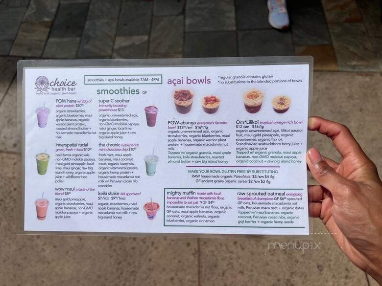Choice Health Bar - Lahaina, HI menu_pic