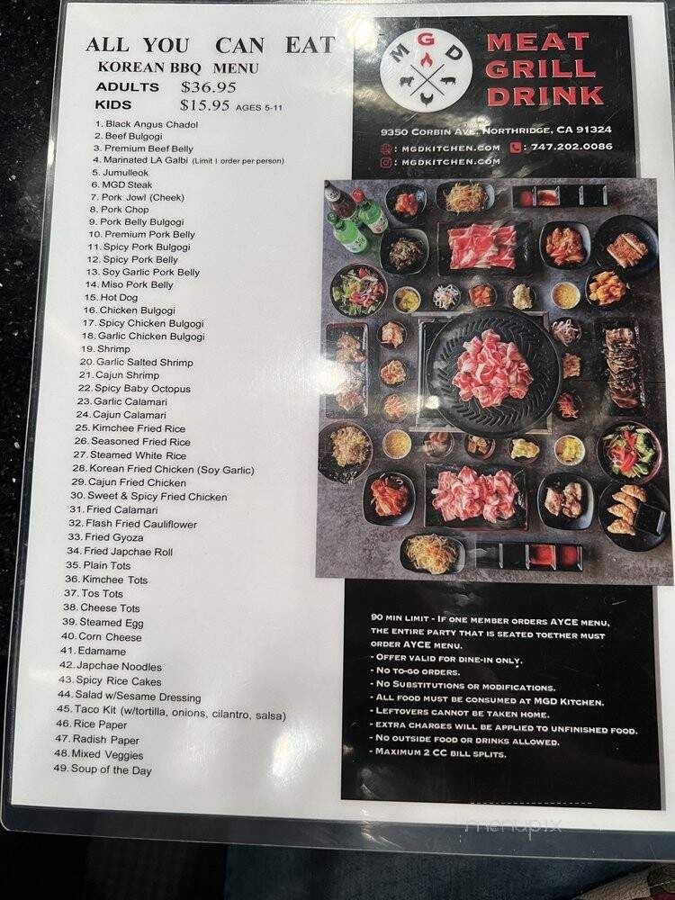 MGD Korean BBQ - Los Angeles, CA menu_pic