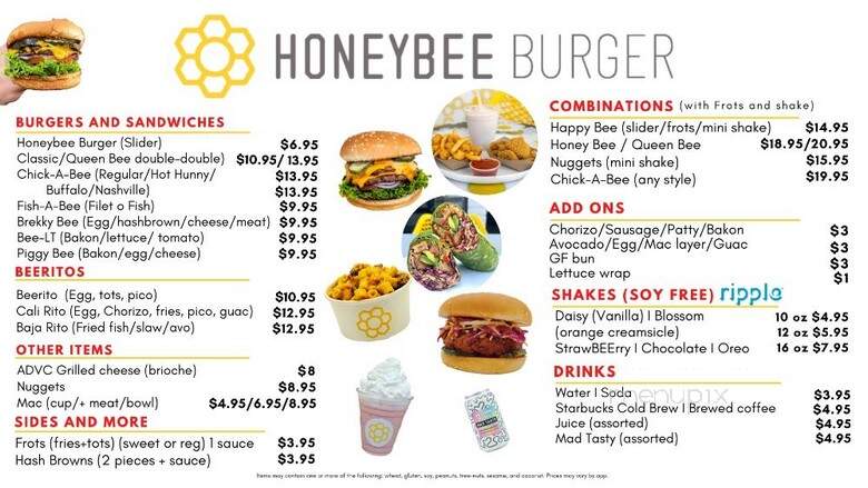 Honeybee Burger - Los Angeles, CA menu_pic