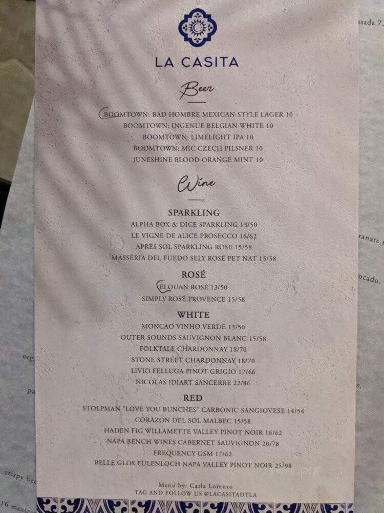 La Casita - Los Angeles, CA menu_pic
