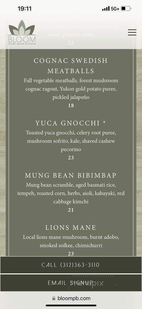 Bloom Plant Based Kitchen - Chicago, IL menu_pic