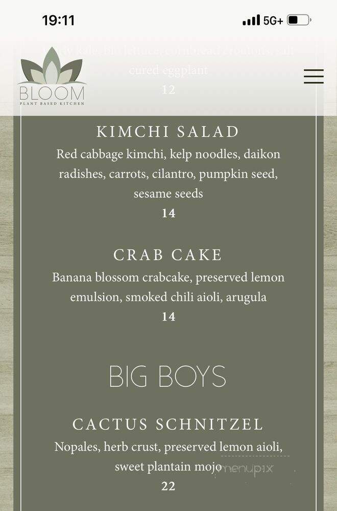 Bloom Plant Based Kitchen - Chicago, IL menu_pic