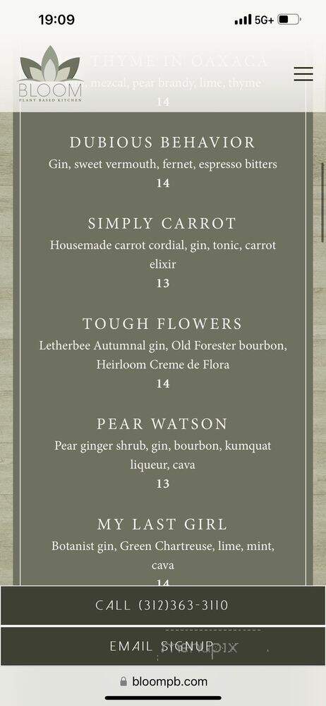 Bloom Plant Based Kitchen - Chicago, IL menu_pic