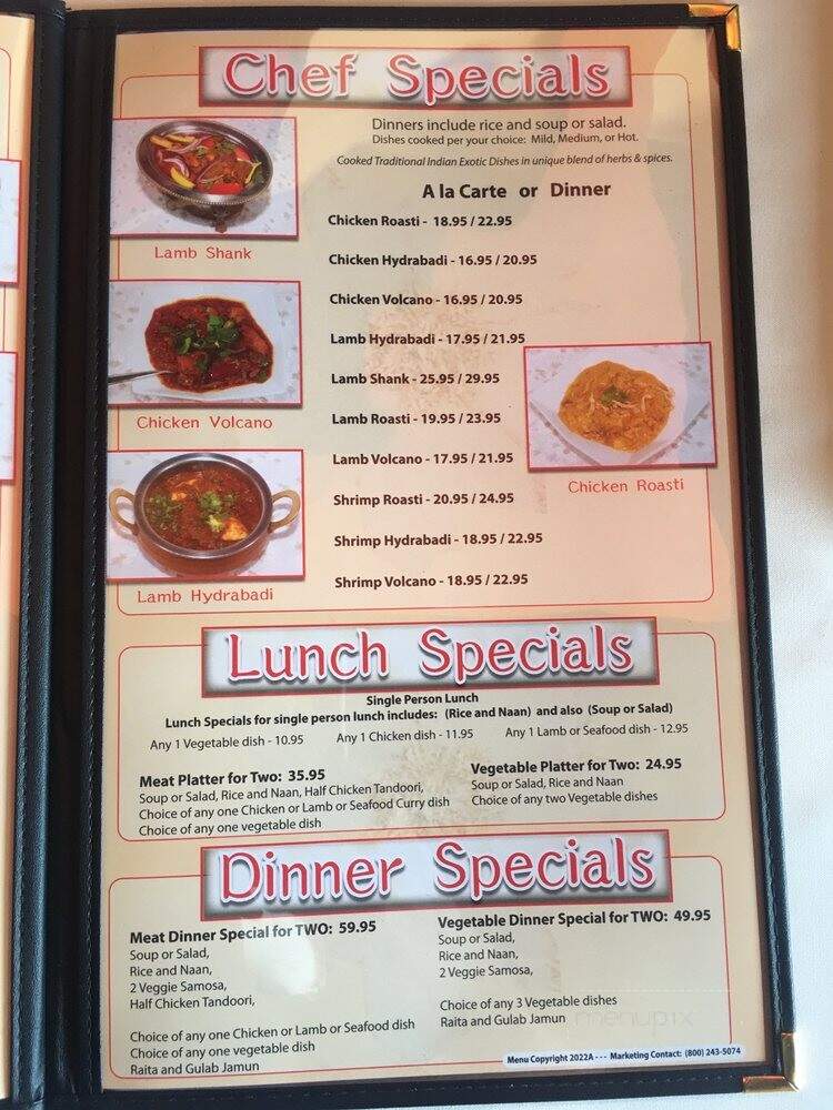 Cinnamon Indian Cuisine - Los Angeles, CA menu_pic