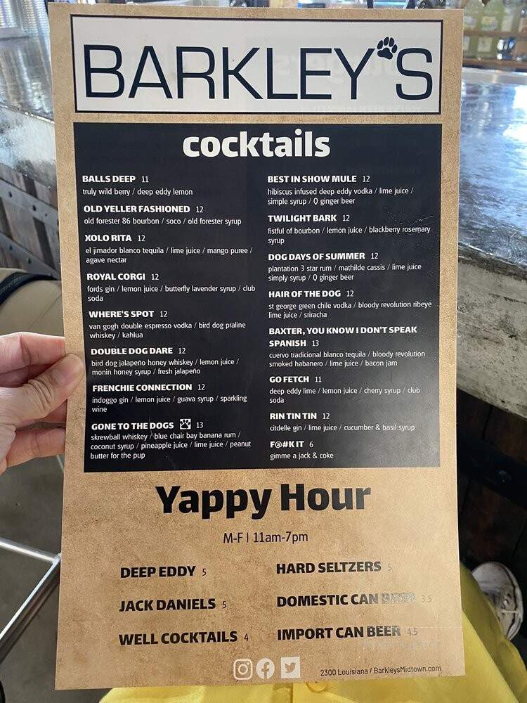 Barkley's - Houston, TX menu_pic