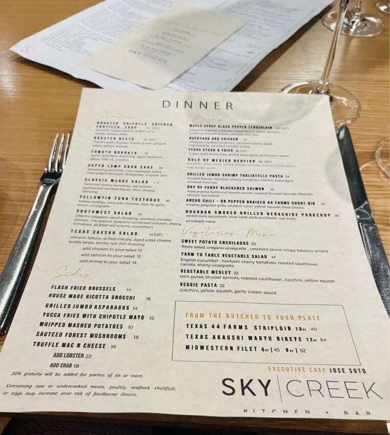 Sky Creek Kitchen and Bar - Southlake, TX menu_pic