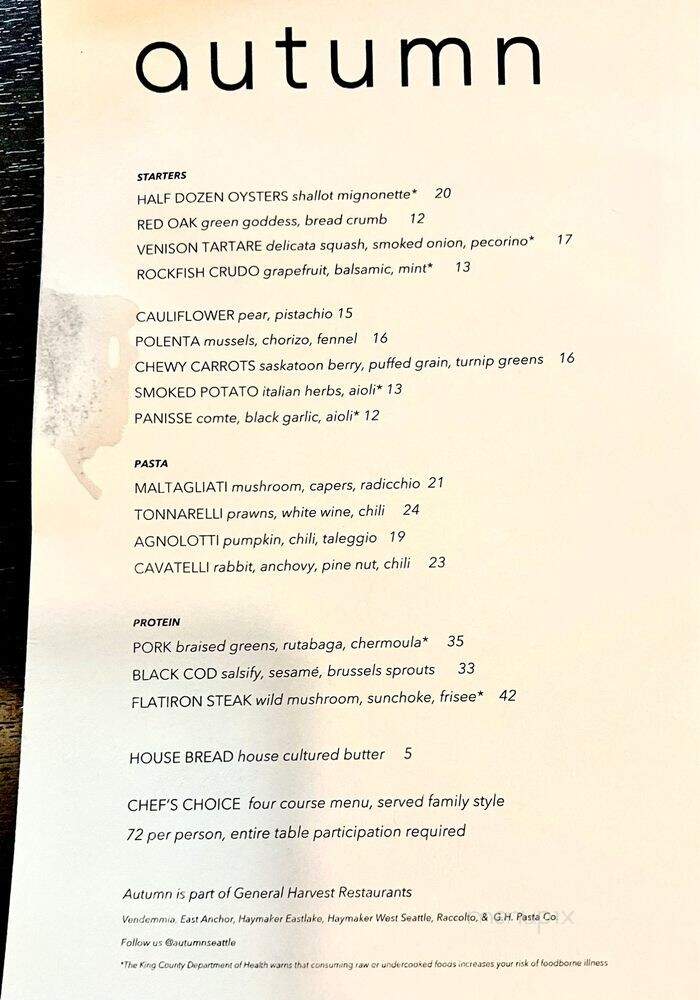 Autumn Seattle - Seattle, WA menu_pic
