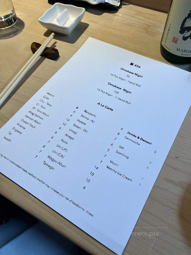 Sushi 456 - New York, NY menu_pic