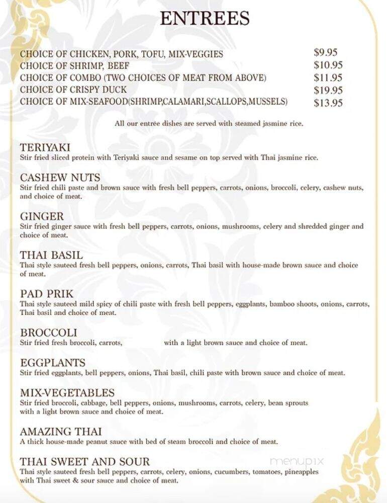 Amazing Thai restaurant - Jacksonville, FL menu_pic