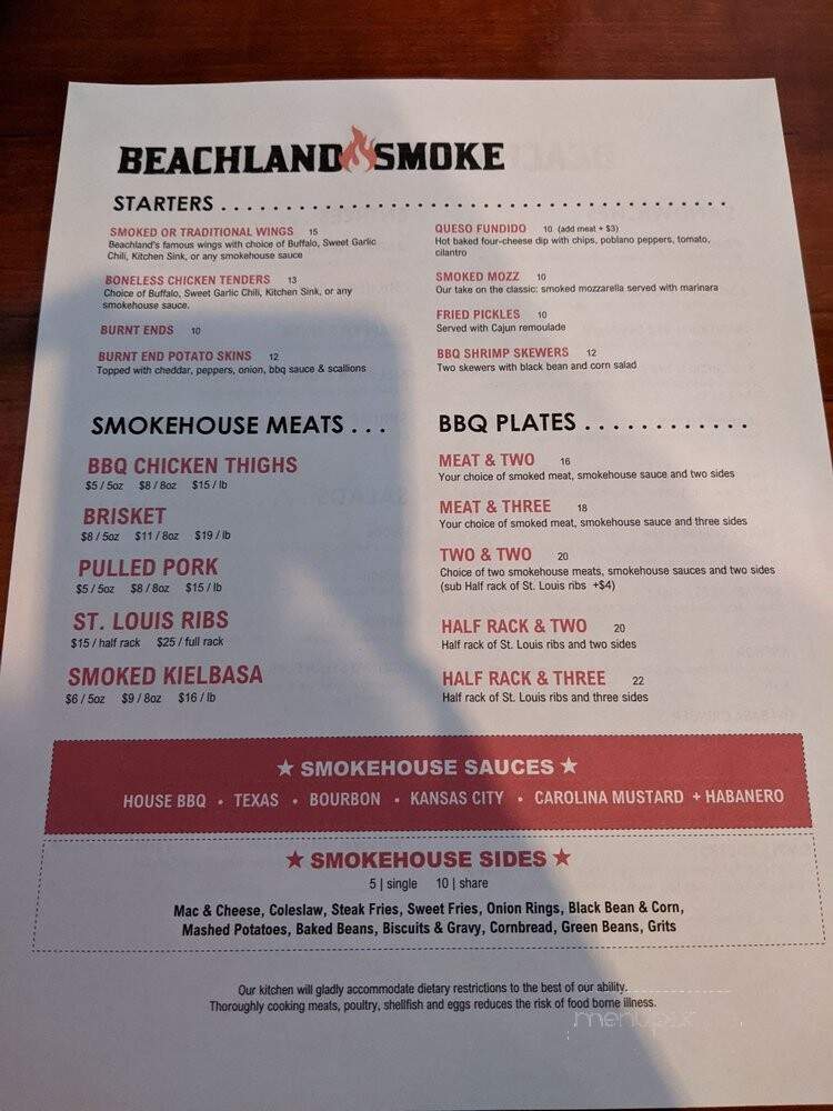 Beachland Smoke - West Hartford, CT menu_pic