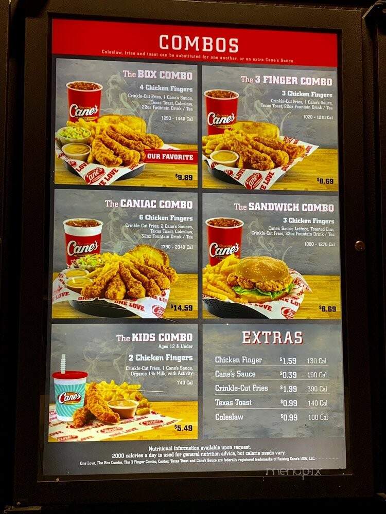 Raising Cane's - Visalia, CA menu_pic