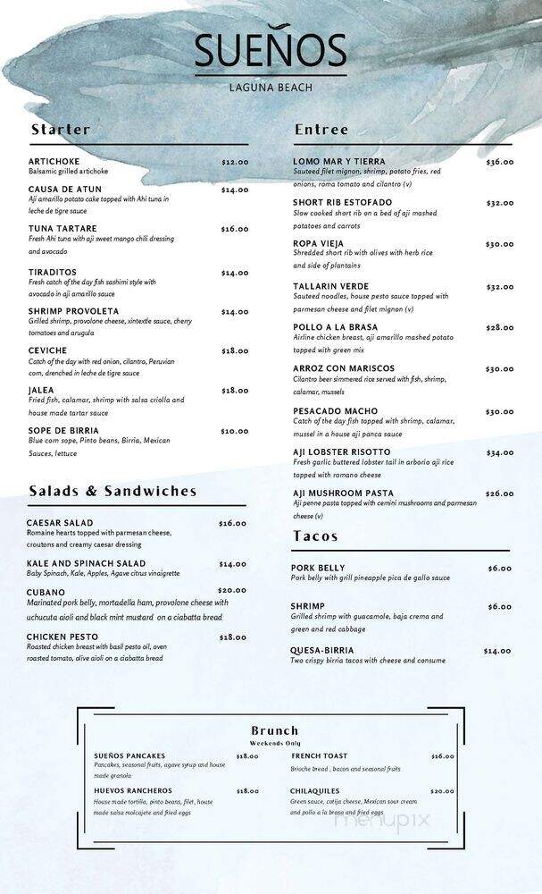 Suenos Laguna Beach - Laguna Beach, CA menu_pic